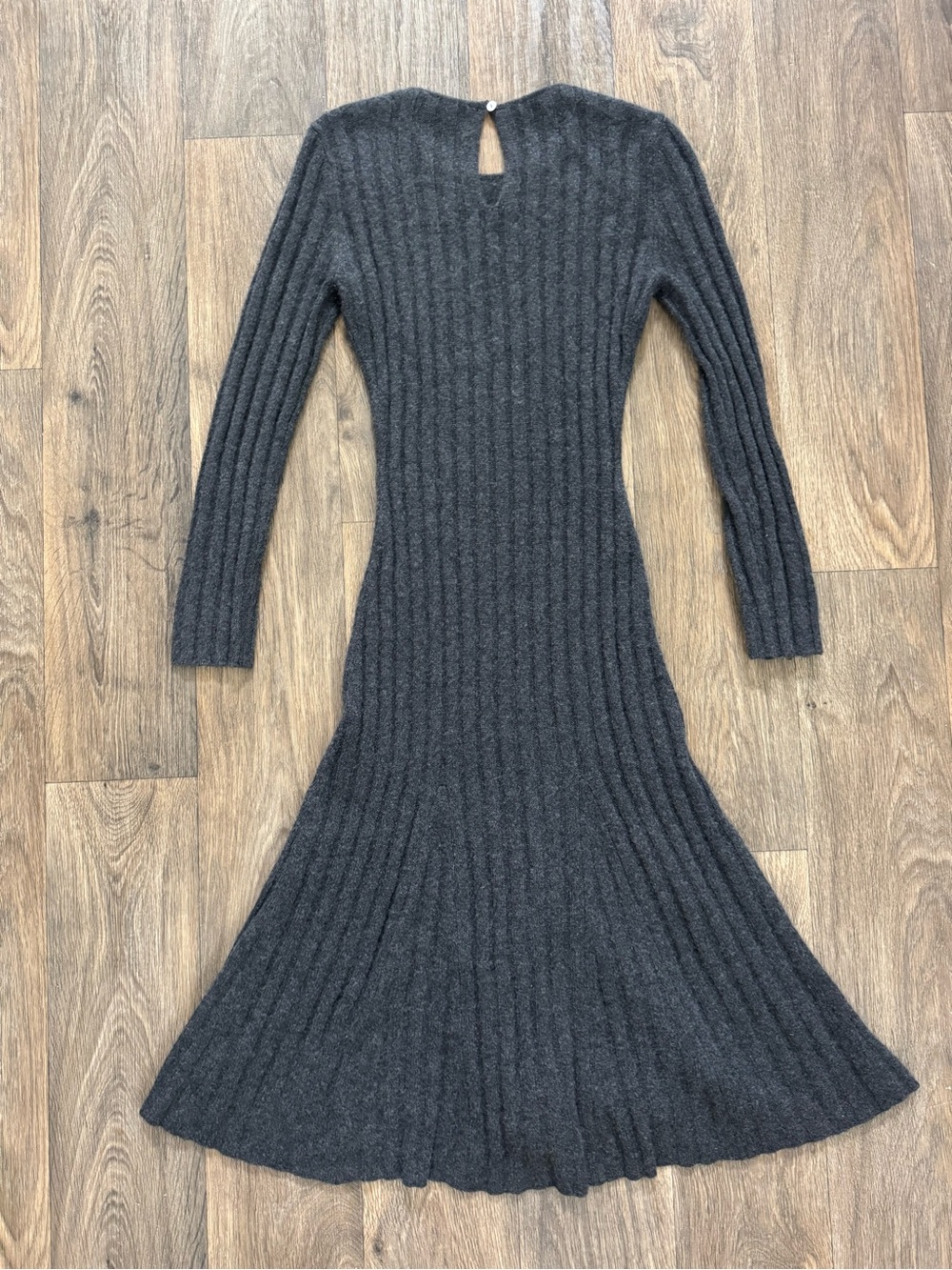 Quince Heather Charcoal 100% Cashmere Ribbed Knit Sweater Dress Long Sleeve M - Picture 10 of 10